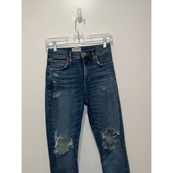 AGOLDE Sophie  Blue Premium Distressed Skinny Ankle Jeans Women's  Size 26 - Picture 4 of 11